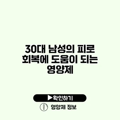 30대 남성의 피로 회복에 도움이 되는 영양제