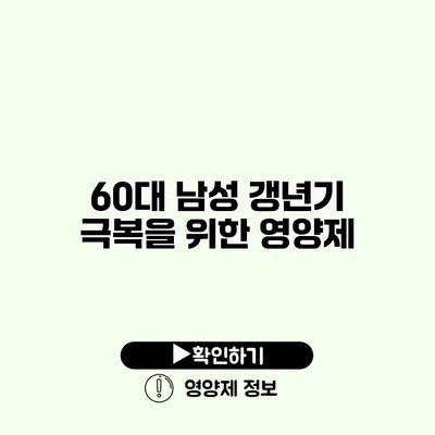 60대 남성 갱년기 극복을 위한 영양제