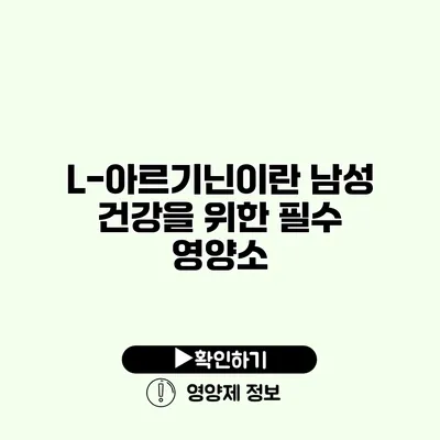 L-아르기닌이란? 남성 건강을 위한 필수 영양소