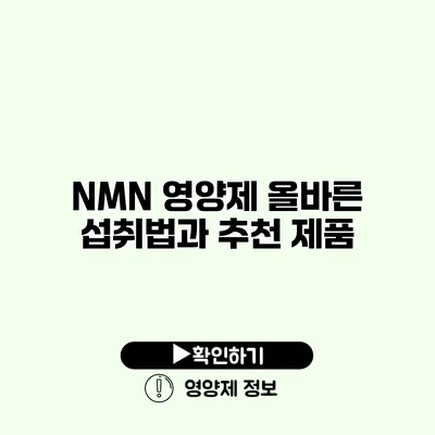 NMN 영양제 올바른 섭취법과 추천 제품