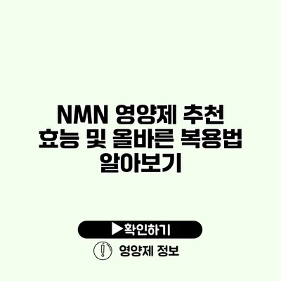 NMN 영양제 추천 효능 및 올바른 복용법 알아보기