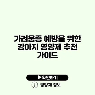 가려움증 예방을 위한 강아지 영양제 추천 가이드