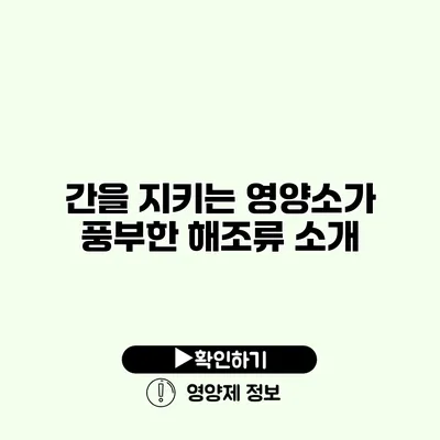 간을 지키는 영양소가 풍부한 해조류 소개