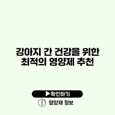 강아지 간 건강을 위한 최적의 영양제 추천