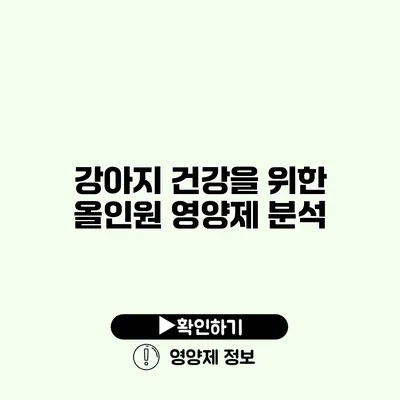 강아지 건강을 위한 올인원 영양제 분석