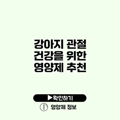 강아지 관절 건강을 위한 영양제 추천