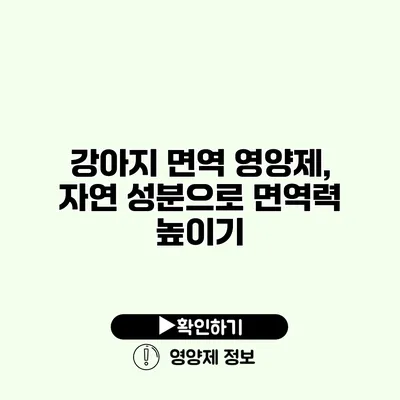 강아지 면역 영양제, 자연 성분으로 면역력 높이기