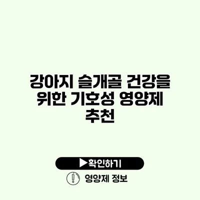 강아지 슬개골 건강을 위한 기호성 영양제 추천