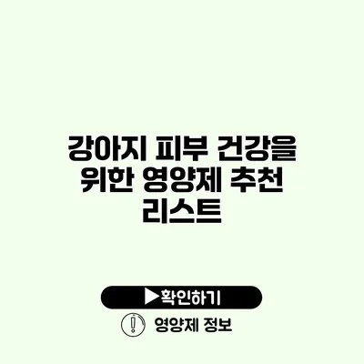 강아지 피부 건강을 위한 영양제 추천 리스트