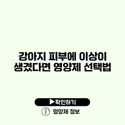 강아지 피부에 이상이 생겼다면? 영양제 선택법