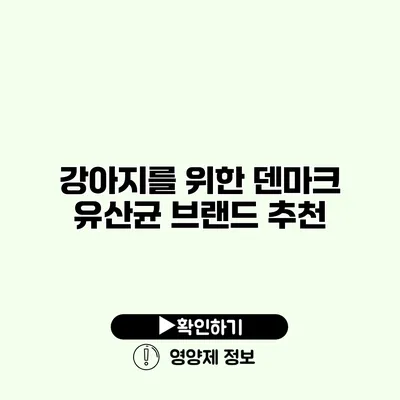 강아지를 위한 덴마크 유산균 브랜드 추천