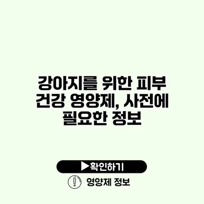 강아지를 위한 피부 건강 영양제, 사전에 필요한 정보