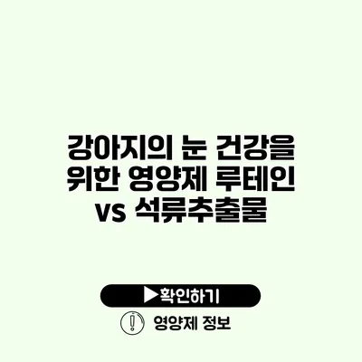 강아지의 눈 건강을 위한 영양제 루테인 vs 석류추출물