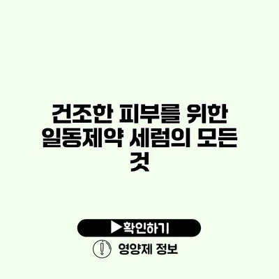 건조한 피부를 위한 일동제약 세럼의 모든 것