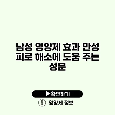 남성 영양제 효과 만성 피로 해소에 도움 주는 성분