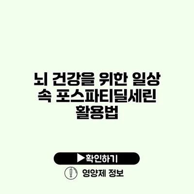 뇌 건강을 위한 일상 속 포스파티딜세린 활용법