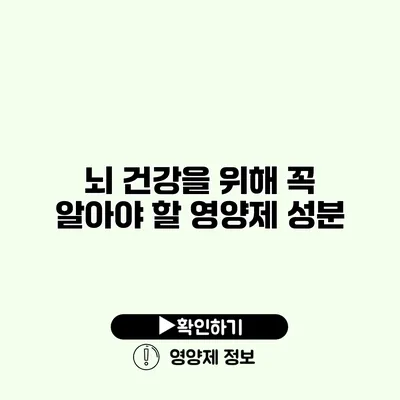 뇌 건강을 위해 꼭 알아야 할 영양제 성분