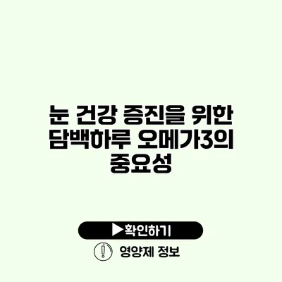 눈 건강 증진을 위한 담백하루 오메가3의 중요성