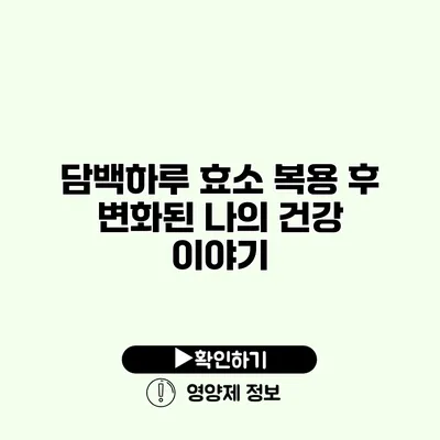 담백하루 효소 복용 후 변화된 나의 건강 이야기