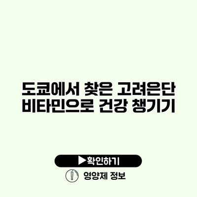 도쿄에서 찾은 고려은단 비타민으로 건강 챙기기