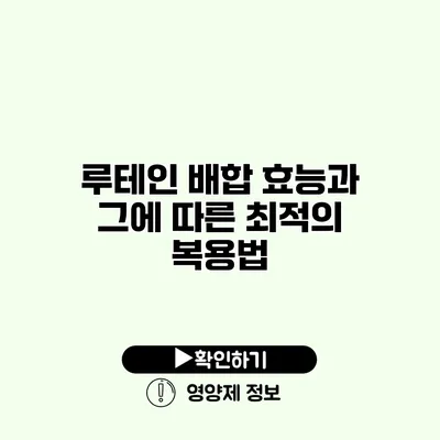 루테인 배합 효능과 그에 따른 최적의 복용법