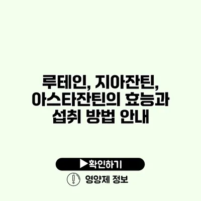 루테인, 지아잔틴, 아스타잔틴의 효능과 섭취 방법 안내