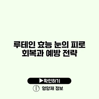 루테인 효능 눈의 피로 회복과 예방 전략