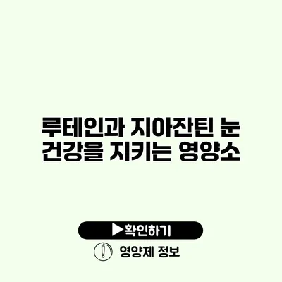 루테인과 지아잔틴 눈 건강을 지키는 영양소