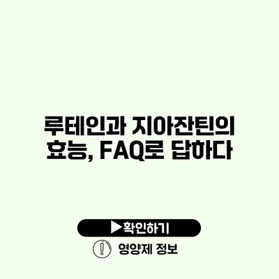 루테인과 지아잔틴의 효능, FAQ로 답하다