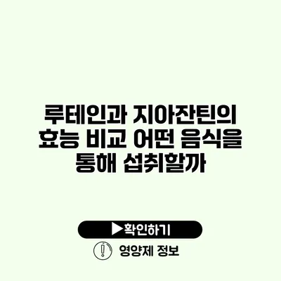 루테인과 지아잔틴의 효능 비교 어떤 음식을 통해 섭취할까?