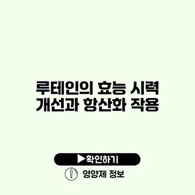 루테인의 효능 시력 개선과 항산화 작용