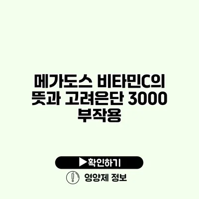 메가도스 비타민C의 뜻과 고려은단 3000 부작용