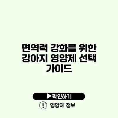 면역력 강화를 위한 강아지 영양제 선택 가이드