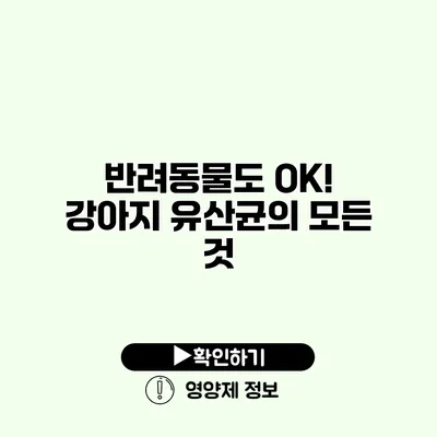 반려동물도 OK! 강아지 유산균의 모든 것