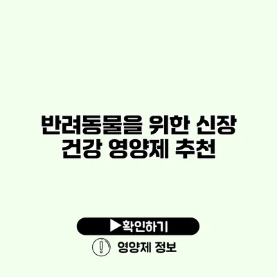 반려동물을 위한 신장 건강 영양제 추천