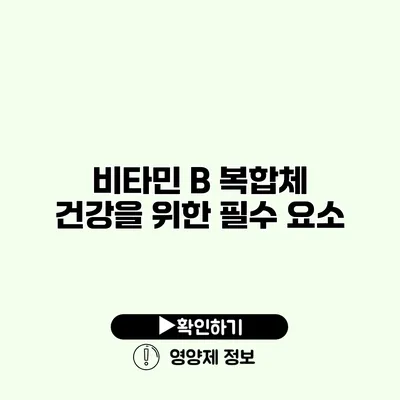 비타민 B 복합체 건강을 위한 필수 요소