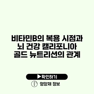 비타민B의 복용 시점과 뇌 건강 캘리포니아 골드 뉴트리션의 관계