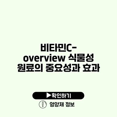 비타민C-overview 식물성 원료의 중요성과 효과