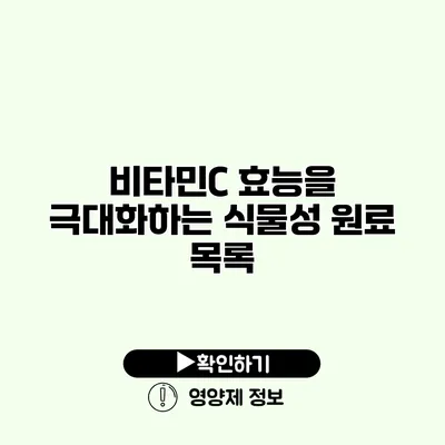 비타민C 효능을 극대화하는 식물성 원료 목록