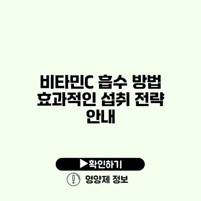 비타민C 흡수 방법 효과적인 섭취 전략 안내