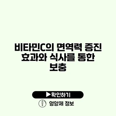 비타민C의 면역력 증진 효과와 식사를 통한 보충