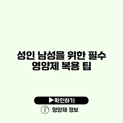 성인 남성을 위한 필수 영양제 복용 팁