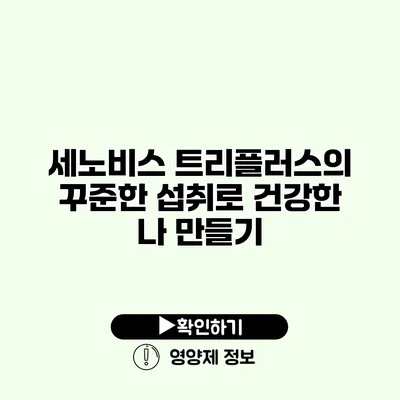 세노비스 트리플러스의 꾸준한 섭취로 건강한 나 만들기