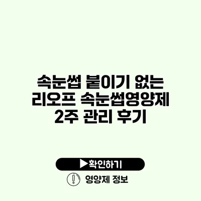 속눈썹 붙이기 없는 리오프 속눈썹영양제 2주 관리 후기