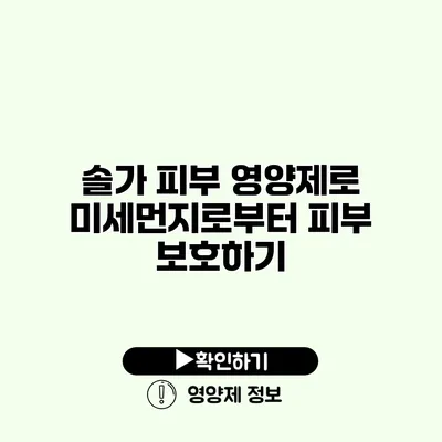 솔가 피부 영양제로 미세먼지로부터 피부 보호하기