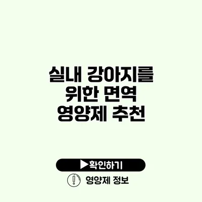 실내 강아지를 위한 면역 영양제 추천