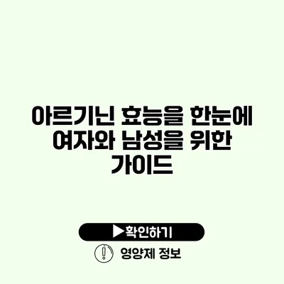 아르기닌 효능을 한눈에 여자와 남성을 위한 가이드