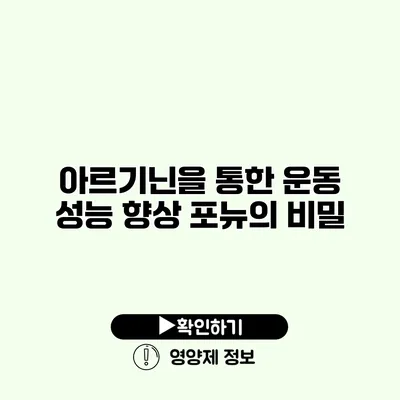 아르기닌을 통한 운동 성능 향상 포뉴의 비밀