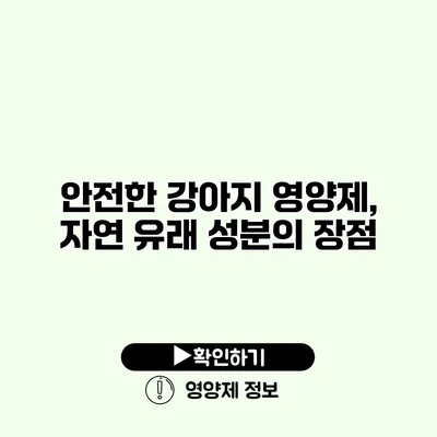 안전한 강아지 영양제, 자연 유래 성분의 장점