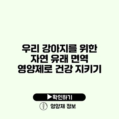 우리 강아지를 위한 자연 유래 면역 영양제로 건강 지키기